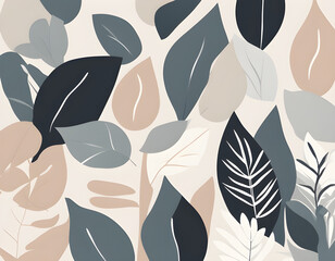 Minimal abstract  Scandi style Creativity art leaves design background
