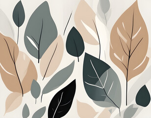 Minimal abstract  Scandi style Creativity art leaves design background