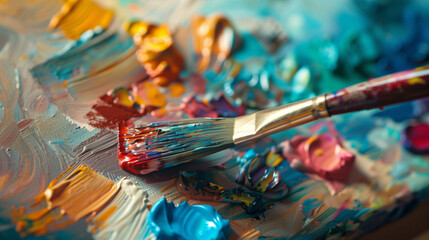 Fototapeta premium Vibrant Paintbrush Strokes on a Colorful Canvas