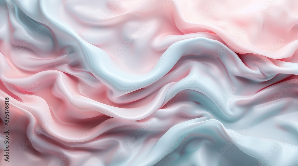 Poster the image captures an abstract mix of soft pink and blue fabric, flowing and folding together, creat