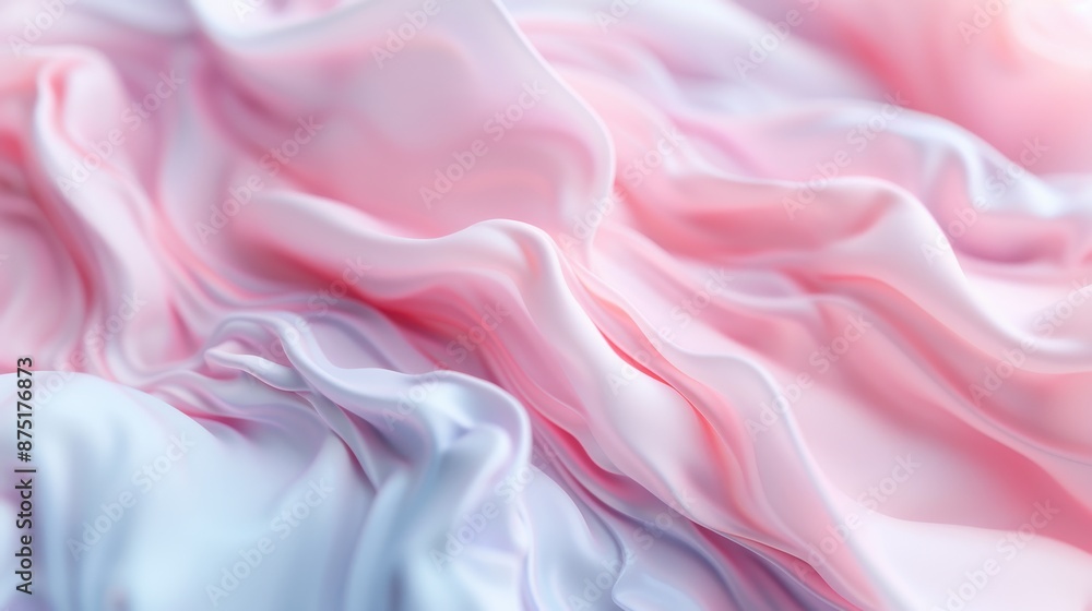 Poster an image depicting soft pink and gray fabric with smooth, flowing folds, creating an abstract and ge