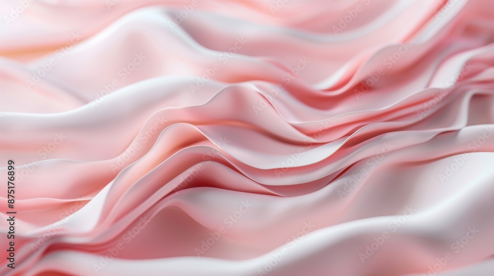 Poster this image displays pink and white fabric with soft, flowing folds, creating waves and a gentle text