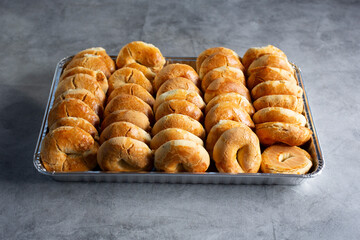 A view of a tray of aniseed cookies.