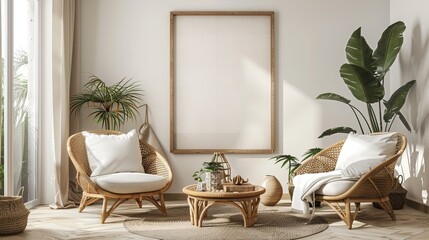 Frame mockup in Scandinavian living room interior