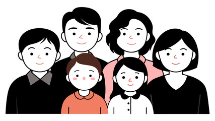 Asian Big Family Vector Illustration A Celebration of Togetherness