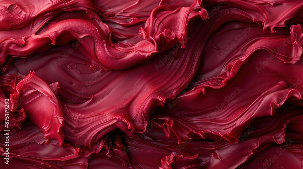 Poster an intricate red abstract image displays swirling, flowy patterns that create a mesmerizing texture,