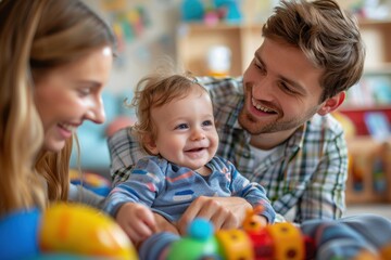 Obraz premium Happy Family Playing with Toys