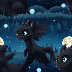 How to train your dragon seamless pattern
