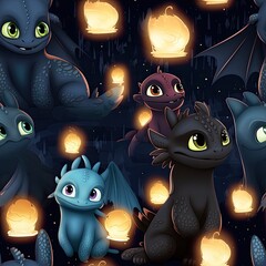 How to train your dragon seamless pattern