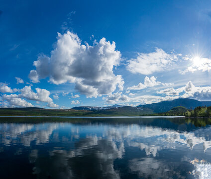 Landscape at Langas lake in G&auml;llivare, Lappland, Sweden.