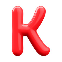 Red 3D Bubble Font Letter K uppercase