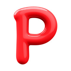 Red 3D Bubble Font Letter P uppercase