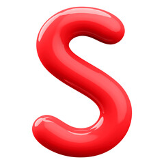 Fototapeta premium Red 3D Bubble Font Letter S uppercase