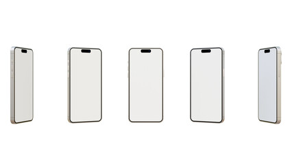 Realistic smartphone mockup on a white background. 3d mobile phone with blank white screen. Modern cell phone template. Illustration of device 3d blank screen.