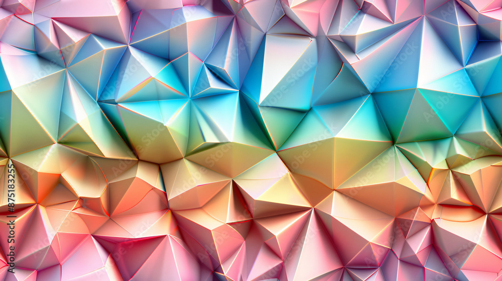 Poster futuristic design created by a multitude of colorful triangles in an abstract background