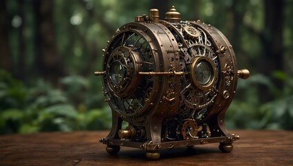 Fototapeta premium A steampunk gadget that allows users to communicate with animals, exploring its impact on wildlife conservation efforts ai_generated
