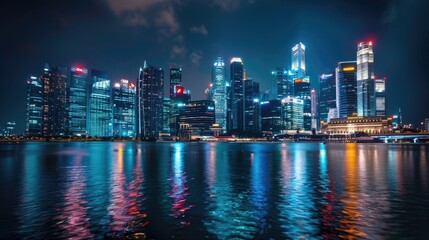 Obraz premium Dazzling City Lights Against the Night