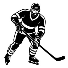 Minimalist Athlete Hockey Player Figure Sleek Vector Illustration