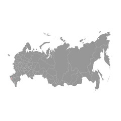 Adygea map, administrative division of Russia. Vector illustration.