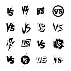 Versus icons. Versus icons set. VS letters set. Battle icons.