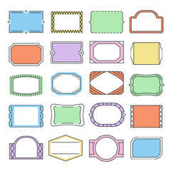 Label shape icons set. Decorative frame.