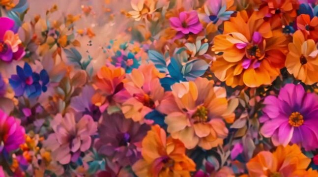 An exclusive HD view of different colorful flowers background