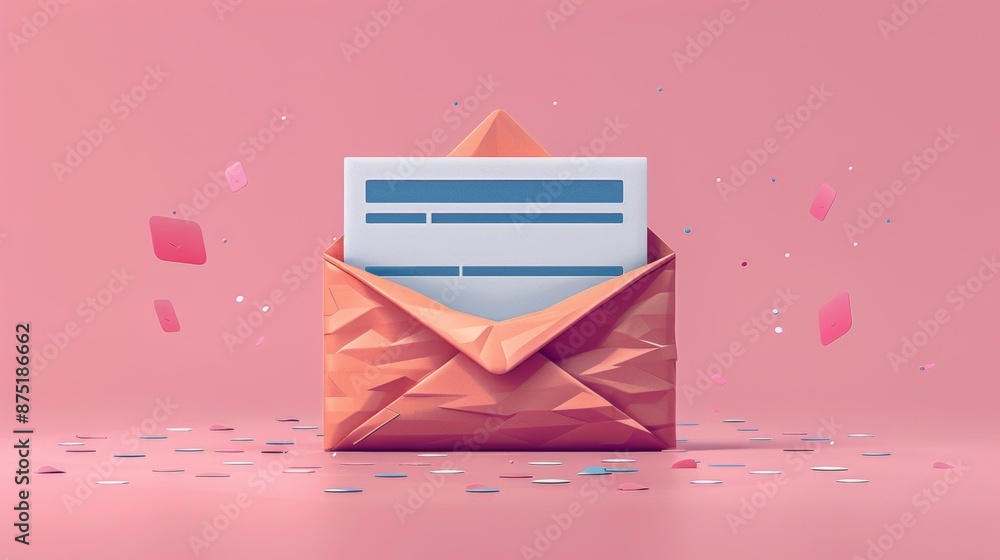 Poster an illustration of a document with an envelope, representing mailing or messaging.