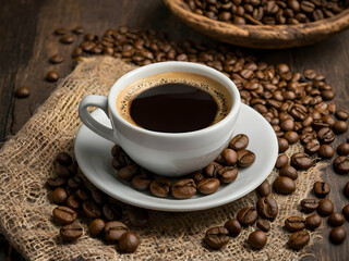 Naklejka premium Cup coffee beans