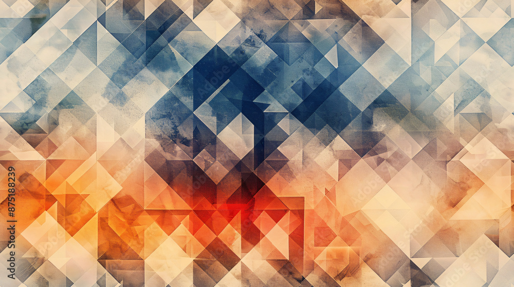 Aufkleber Abstract background with a geometric pattern of triangles in various colors and textures