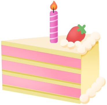 recommend clip art: Cartoon Strawberry Cake with candle Clip Art Transparent Background for Birthday