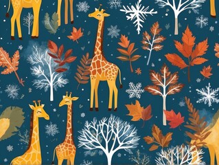 seamless pattern with giraffes