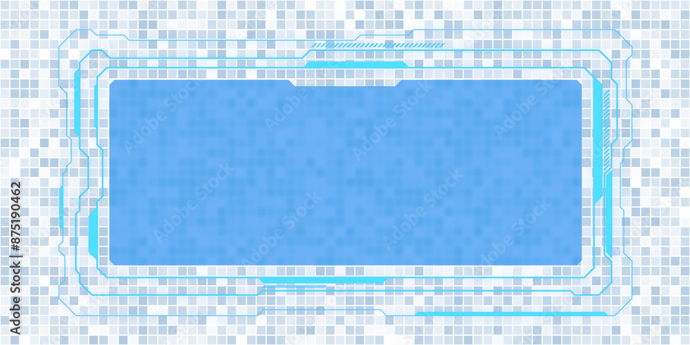 Poster Abstract blue technology background design, digital futuristic frame on a light mosaic backdrop, concept of innovation. 3D Rendering