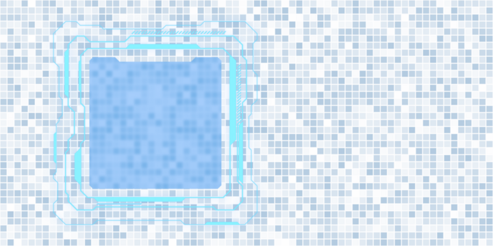 An abstract blue technological frame on a mosaic-style background displaying a futuristic concept. 3D Rendering