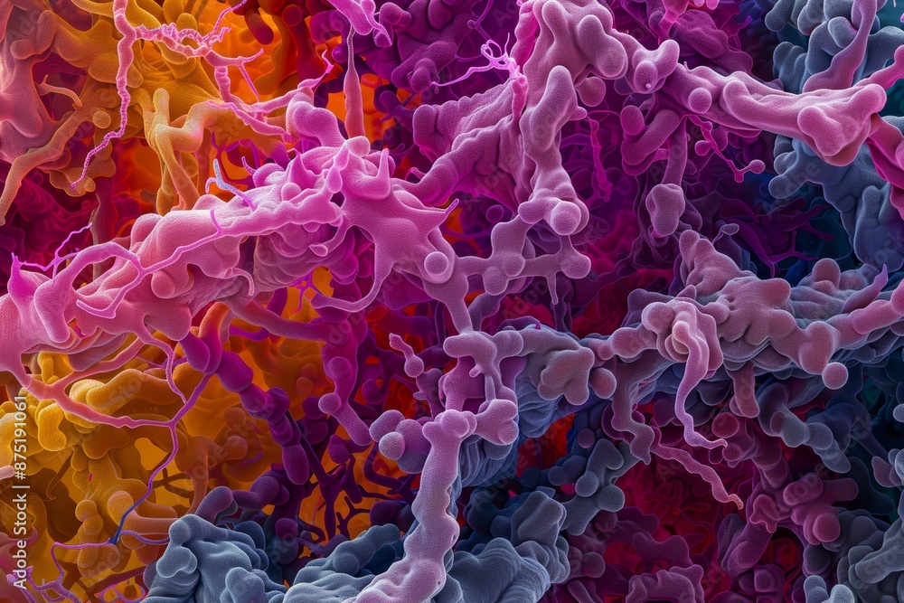Wall mural abstract, vibrant, and chaotic, a microcosm of color and texture, evoking the wonders of the microsc