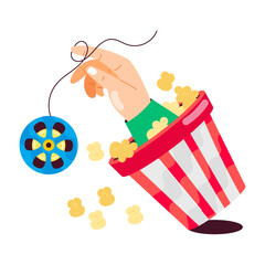 A comic style sticker of movie popcorn 

