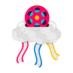 A comic style sticker of cloud movie 

