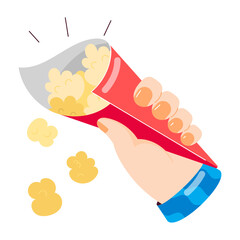 A flat style sticker of cinema popcorn

