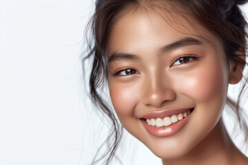 Fototapeta premium Beautiful Asian female with perfect skin. Natural beauty, cosmetics, skin care concept. Studio shot