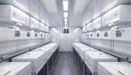 Obraz premium Sterile Laboratory Interior with White Cabinets and Equipment