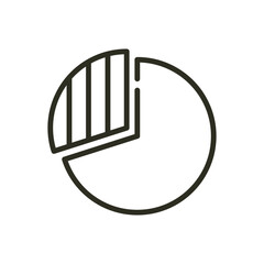 Circular diagram pie chart outline icon. Business data statistics report vector icon. Infographic digital marketing illustration image