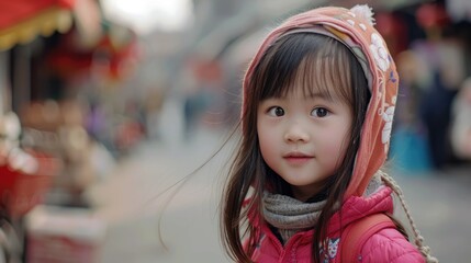 Fototapeta premium Adorable Asian Little Girl