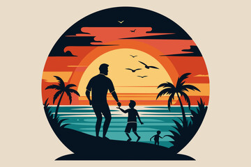 Father's Day silhouette image t-shirt design vector art illustration