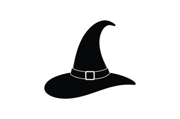 black witch hat , witch hat vector,   icon vector illustration, witch hat silhouette of a witch hat  isolated on a white background,  eps,  png,  svg,  vector, 