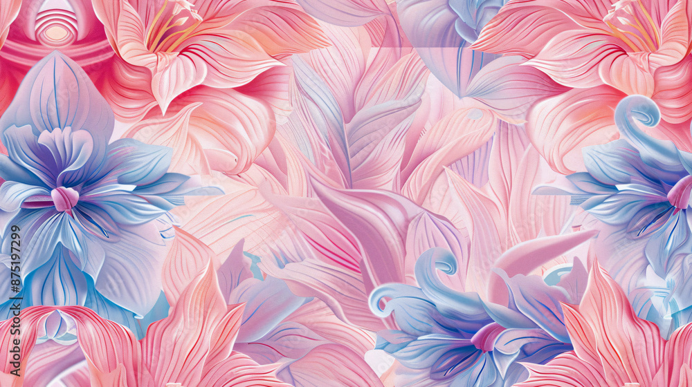 Fototapete Floral background with soft pastel colors creating an abstract and decorative pattern