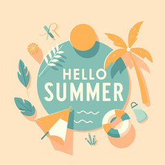 Hello Summer background. vector illustration. travel and vacation summertime