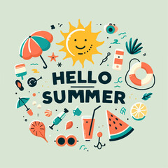 Hello Summer background. vector illustration. travel and vacation summertime