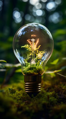 digital forest glowing light bulb graphic poster mobile phone background