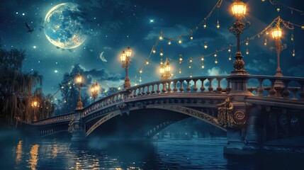 Scenic Bridge with a Romantic Background Atmosphere