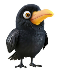 Obraz premium 3d cartoon illustration of cute crow bird 