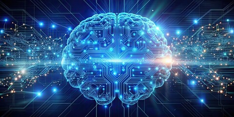 Digital brain representing artificial intelligence and data processing, AI, technology, machine learning, innovation